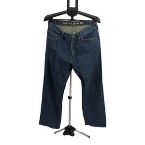 EUC Nautica Jeans Co. Blue Denim Jeans Mens 32Wx30L Yellow Zipper